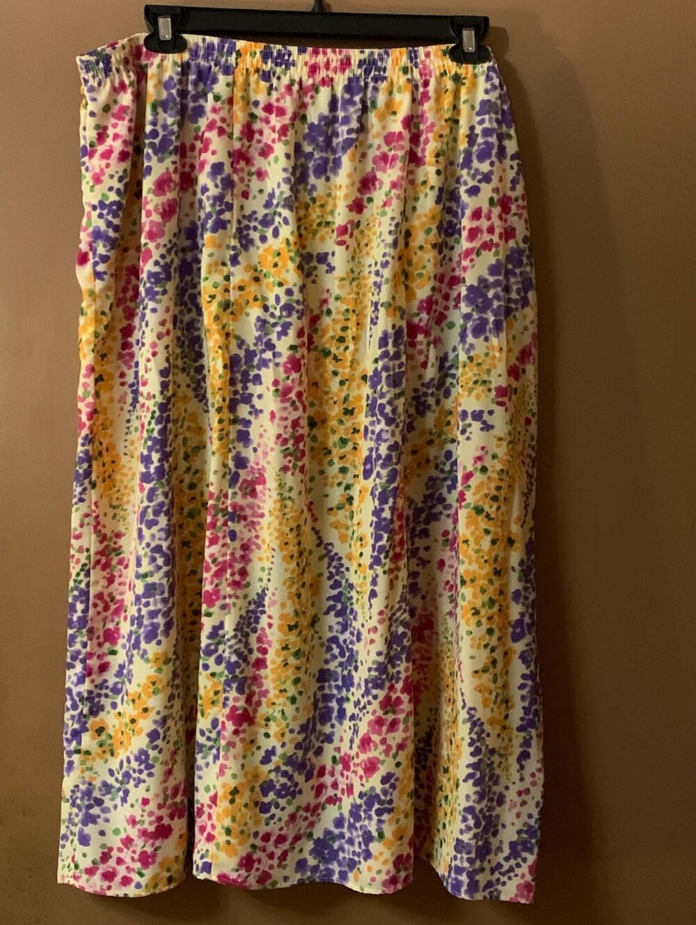 Just My Size Cream Skirt with Purple, Yellow, Pink & Green Floral Dots